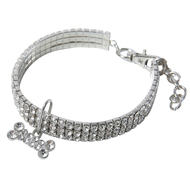 PS-217 เพชรคริสตัล ปลอกคอลูกแมว สร้อยคอสัตว์เลี้ยง คริสตัลเพชร อุปกรณ์ตกแต่ง จี้กระดูก (สร้อยคอคริส