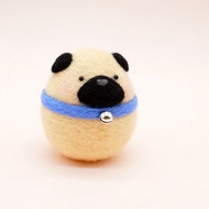 手工製巴哥犬 羊毛氈鑰匙圈八哥犬冰箱貼哈巴狗胸針 聖誕新年禮物