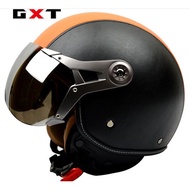 GXT 288 scooter motorcycle helmet vintage retro leather half helmet Topi Keledar