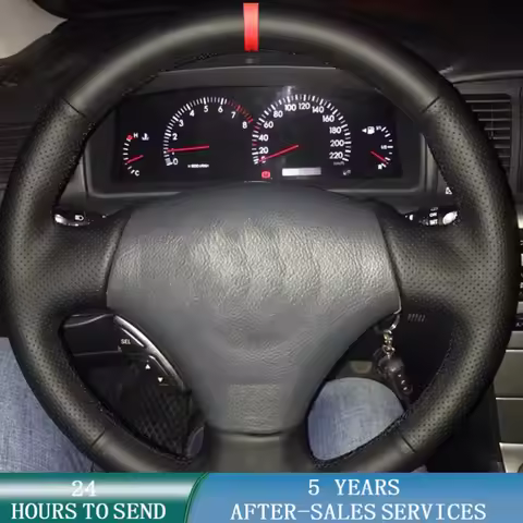 Customized Car Steering Wheel Cover Anti-Slip Leather Braid For Toyota Vios Mark 2 Corolla 2000-2004