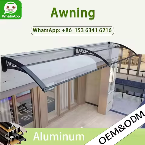 OneAlu New Design PC Board Aluminum Awning - Solid Window, Sunshade & Rainproof Outdoor Shelter for 