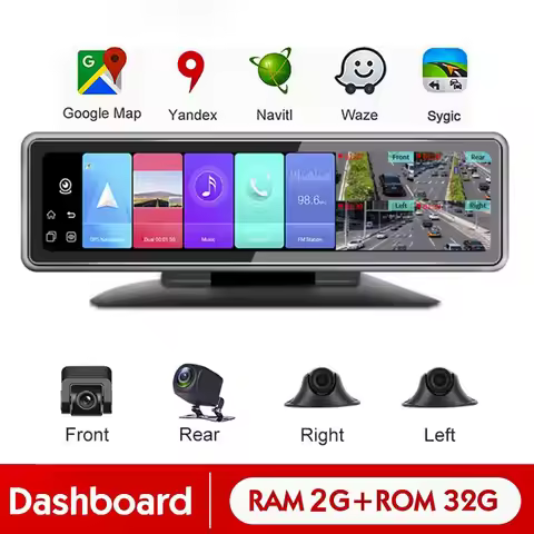 12" Car DVR 4 Channel Android 9.0 Dashboard Camera Video Recorder 1080P HD Rearview Mirror Dash Cam 