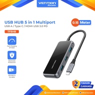 Vention USB HUB 5 in 1 Multiport USB a Type C/ HDMI USB 3.0 PD Mirrored Surface Type 0.15 CM - TFBHB
