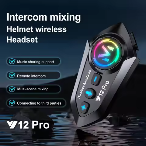 BT5.4 Motorcycle Helmet Intercom Headset Waterproof Motor Wireless Headphone Bluetooth Speakers Mult