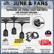OUTDOOR LED STRING LIGHT 10M 10PCS LED SOCKET HOLEDR: IP65 WATERPROOF 230V UK PLUG E27 (STL-70305)