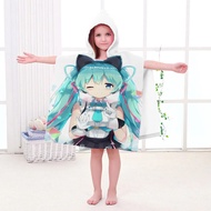 Hatsune Miku ชุดคลุมมีฮู้ดสำหรับเด็ก,ชุดคลุมอาบน้ำผ้าเช็ดตัวอาบน้ำเด็กทารกการ์ตูนอะนิเมะ Glut23dre5ชุดคลุมชายหาดผ้าฝ้ายเด็กชายหญิงของขวัญ