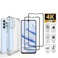 เคสโทรศัพท์ใสป้องกันการตก 1+2 ชิ้น ชุดฟิล์มกันรอยหน้าจอกระจกนิรภัยขอบดำ เข้ากันได้กับ iPhone/ POCO M