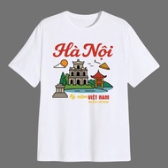 Unisex T-shirt Celebrating Hanoi Vietnam - White Black Gray T-shirt for Men and Women, Down Form, No