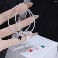 Super pretty 4-leaf clover mixed bracelet - Silver bracelet