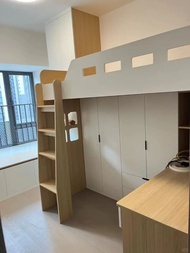 全屋定制 小戶型 榻榻米設計  loft bed餐邊櫃  Sideboard 轉角書桌床  床 Bunk bed 書枱衣櫃一體床 高架床 上床下書枱 多功能床架 床 兒童床 3尺床 single be