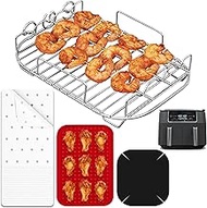Accessories for Ninja Air Fryer 2 Basket DZ201 8 QT & DZ204 10 QT, Skewer Rack for Dual Zone Double 