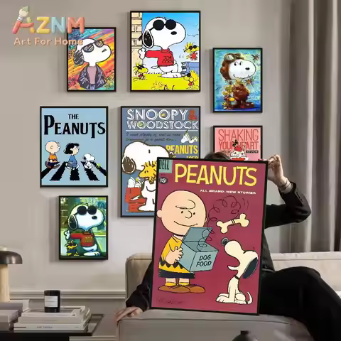 Classic Cute Dog S-Snoopy Movie Sticky Posters Vintage Room Home Bar Cafe Decor Vintage Decorative P