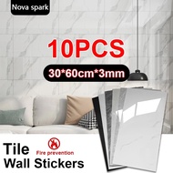 19sqft/10PCS dingding Wallpaper Tile Sticker Bathroom Kitchen Wall Sticker Dinding Waterproof 墙贴