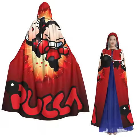 Cartoon Pucca And Garu Animated Tv Movies Long Hooded Cloak Witch Medieval Costume Cosplay Cape Hall