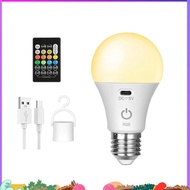 Smart RGB USB LED Bulb - Rechargeable, Dimmable Smart Bulb E27 with Timing Cordless Battery Operated