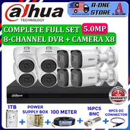 DAHUA 5MP Full Set 8 CHANNEL HD 1080P CCTV 8CH DVR+Camera+Hard Disk+Power Supply+Cable+Connector