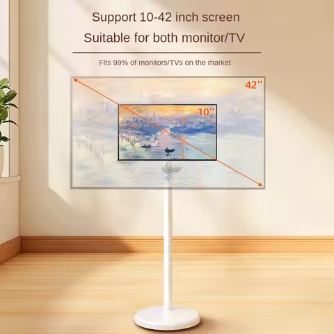 Modern Design TV Stand,Rolling TV Cart for 10-46 Inch OLED LED Monitors,TV Floor Stand Holds up to 8