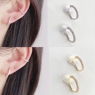 ต่างหูหนีบ ไม่ต้องเจาะหู สามารถใส่ได้ทั้งตรงติ่งหู และปีกหู แป้นขดลวด ต่างหูประดับเพชร  ดูหรูมาก มี 