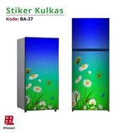 1-Door and 2-Door Refrigerator Stickers with Floral Pattern, Code BA-37