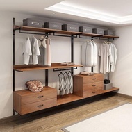 Open wardrobe cloakroom shelf hanging metal hanger bedroom walk-in iron clothes rack