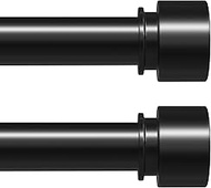 VOIIY 2 Pack Curtain Rods for Windows 48 to 84 Inch(4-7 Feet), Black 1'' Diameter Adjustable Window 