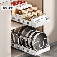 GSLIFE Pull-Out Pot Rack Multipurpose Kitchen Rack Frying Pan and Pot Rack Pull-Out Spice Rack With 