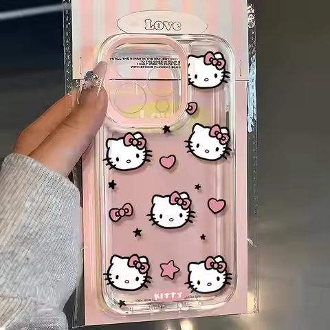 Cartoon Love Hello Kitty Clear Space Phone Case For Xiaomi Redmi NOTE 8 10 12 13 13C 9 9A 9C 10C 10X