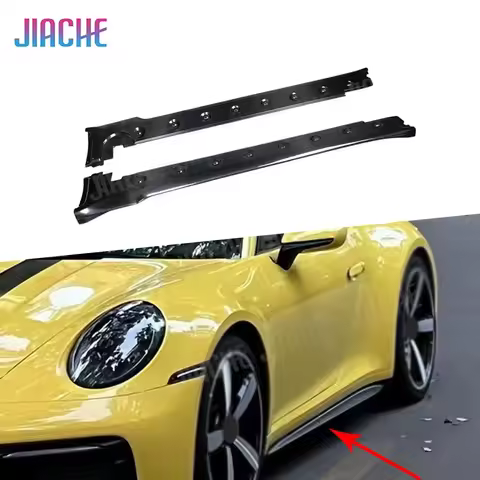 JIACHE For Porsche 911 992 2022 Carbon Fiber Side Skirt Apron Extension Lip Spoiler Rocker Panels Pr