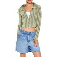 Forever 21 Women's Cropped Zip-Up Sweater