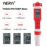 Yieryiมิเตอร์TDS PHเมตรตัวทดสอบคุณภาพด้วยTDS PH ECอุณหภูมิ4 In 1สำหรับดื่มน้ำ