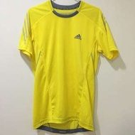 Adidas 螢光黃 透氣 運動上衣 S