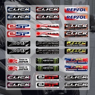 2Pcs 3D Glue Dripping Mini Reflective Sticker Monster Energy ESP JRP REPSOL Japanese Elements Modified Motorcycle Sticker Accessories for HONDA Click 125i V3 150i PCX160 Beat