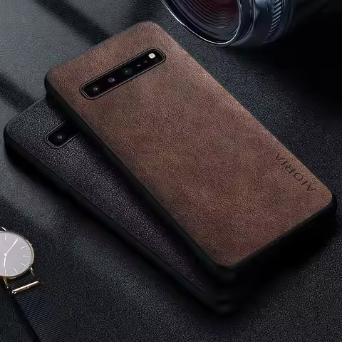 Premium Luxury leather Phone Case for Samsung galaxy S10 Plus Lite 5G S10e Retro Business Style Soli