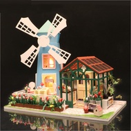 Mô hình nhà DIY Doll House Amsterdam Windmill Flower House Kèm Mica Chống bụi Bộ dụng cụ và Keo dán