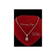 KALUNG + LIONTIN BOLA PERAK 925 / PERHIASAN SILVER LAPIS EMAS PUTIH