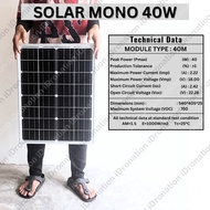40w Mono Crystalline Grade A Cell Monocrystalline Solar Panel 18Vmp 18V System Charger 40Watt 40 Wat