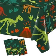 3 Pieces Dinosaur Birthday Decorations Party Tablecloth, Dinosaur Party Table Cover PE Waterproof Re