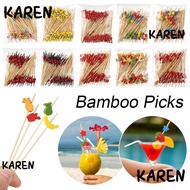 KARENGOODS Bamboo Pick, Wooden Disposable Cocktail Fork,  Picnic Party Supplies Cocktail Pick Picnic
