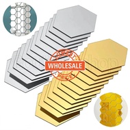 [ Wholesale Prices ]Removable Wall Sticker Bedroom Home Decoration Wall Sticker Hexagon Acrylic Self Adhesive Mosaic Tiles Decals DIY Home Decor Art Mirror 3D Mirror Wall Stickers