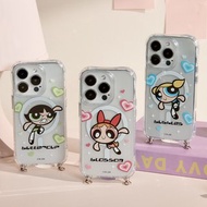 飛天小女警愛心光彩冰川抗黃防摔MagSafe iPhone繩掛手機殼
