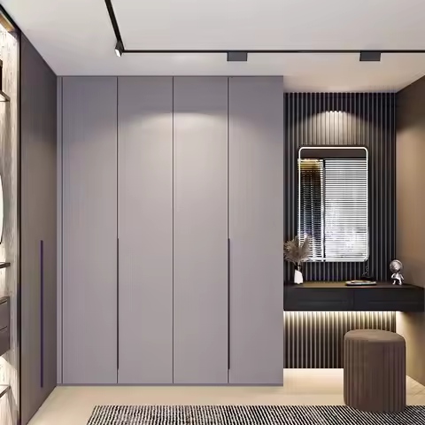 #Maxky Customized Simple Modern Solid Wood Walk-in Closet Modern Bedroom Furniture