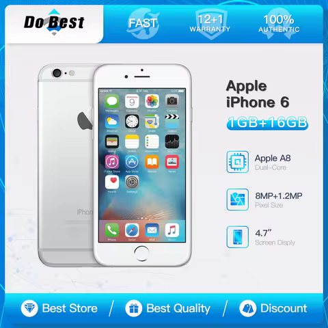 Apple iPhone 6 4G LTE Mobile Phone 4.7 inches IPS LCD Touch ID 16GB 32GB 64GB ROM Unlocked Apple A8 