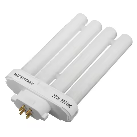 220V 27W 4 Pin Rows 6500K Double-H Quad Tube Compact Fluorescent Lamp Light Bulb