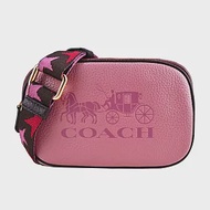 COACH 大馬壓印LOGO撞色腰/斜背兩用相機包- 迷你/玫瑰X粉