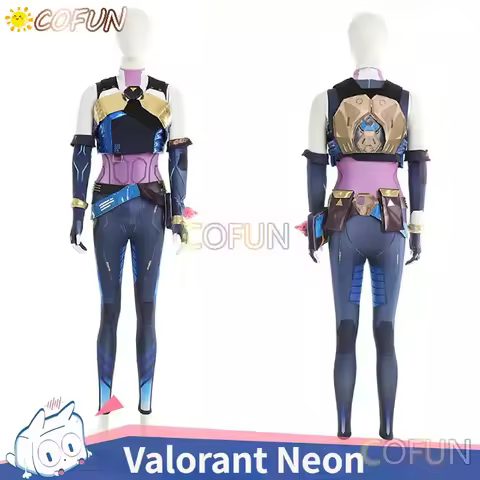COFUN Game Neon Cosplay Costume Valorant Neon Cosplay Costume Blue Women Combat Uniform Halloween Pa