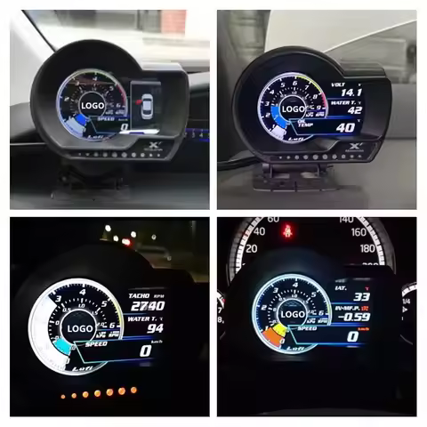 LUFI XF OBD2 Lcd digital turbo boost water temp oil pressure temperature gauge for car Afr RPM Fuel 