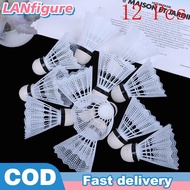 LANfigure 12 Pcs White Plastic Badminton Ball Shuttlecos Sport Training Sport MY