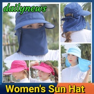 [Dailynews] หมวกกันแดดแบบพับได้สำหรับผู้หญิง UV Protection หมวกปีกกว้าง Face Neck Protection For Outdoor Camping Cycling Sunscreen Hat