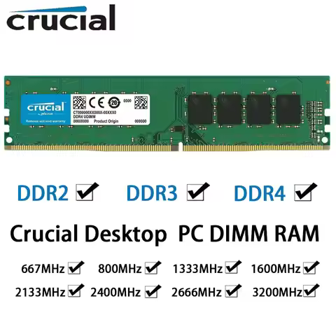 Crucial Desktop RAM DDR4 DDR2 DDR3 8GB 2GB 4GB 16GB 3200MHz 2666 2400 2133 667 800 1333 1600MHz DIMM