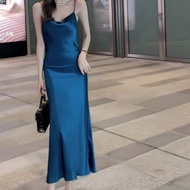 New Stock Satin Tanktop Long Dress Maxi Maxy Baju Polos Wanita Midi Pesta Vivian Good Quality